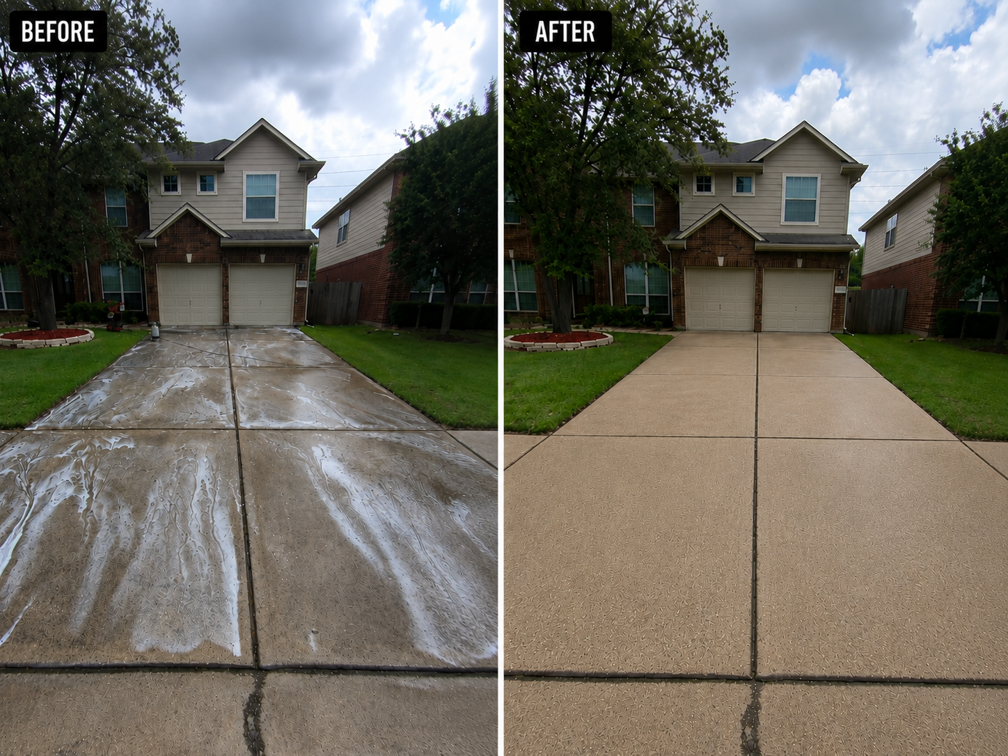 Driveway surface cleaning before and after